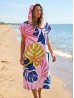 Tropical Leaves Print Hoodie Robe